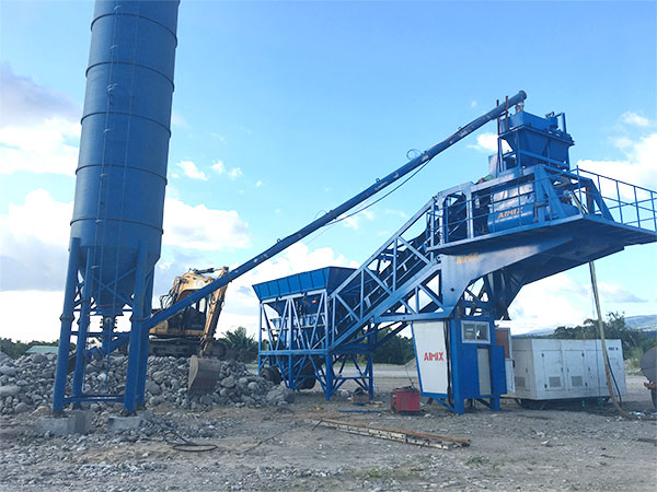 concrete mixer in a concrete mobile batching plant